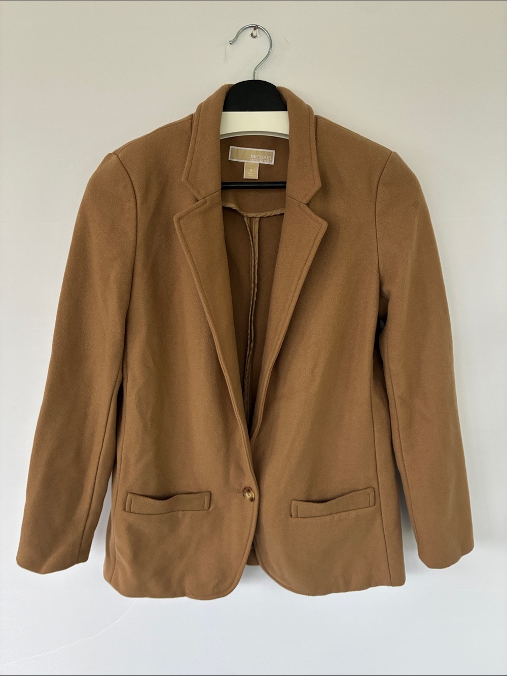 MICHAEL Michael Kors Camel Wool Blend Single Button Blazer Jacket Size 8